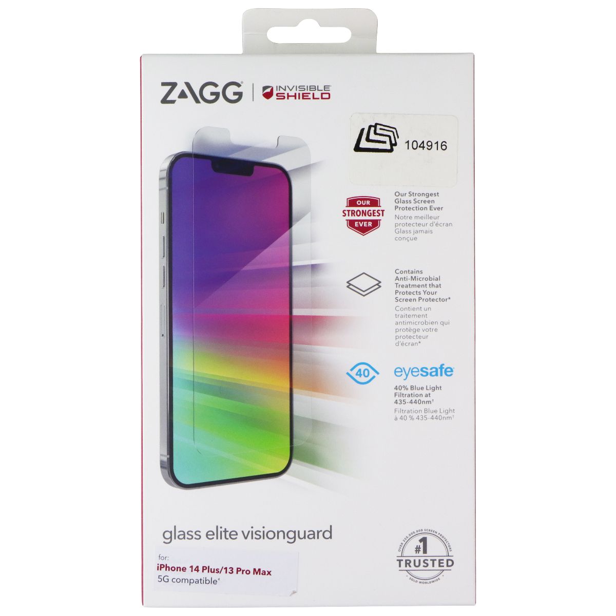 ZAGG Glass Elite Visionguard - Screen Protector for iPhone 14 Plus / 13 Pro Max Cell Phone - Screen Protectors Zagg - Simple Cell Bulk Wholesale Pricing - USA Seller