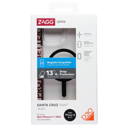 ZAGG Gear4 Santa Cruz Snap Case for MagSafe for Apple iPhone 14 - Black/Clear Cell Phone - Cases, Covers & Skins Zagg - Simple Cell Bulk Wholesale Pricing - USA Seller