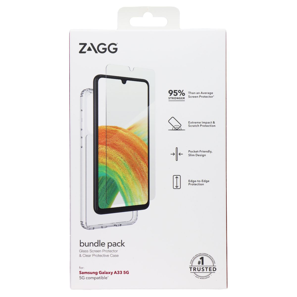 ZAGG Bundle Pack Glass & Protective Case for Samsung Galaxy A33 5G - Clear Cell Phone - Screen Protectors Zagg - Simple Cell Bulk Wholesale Pricing - USA Seller