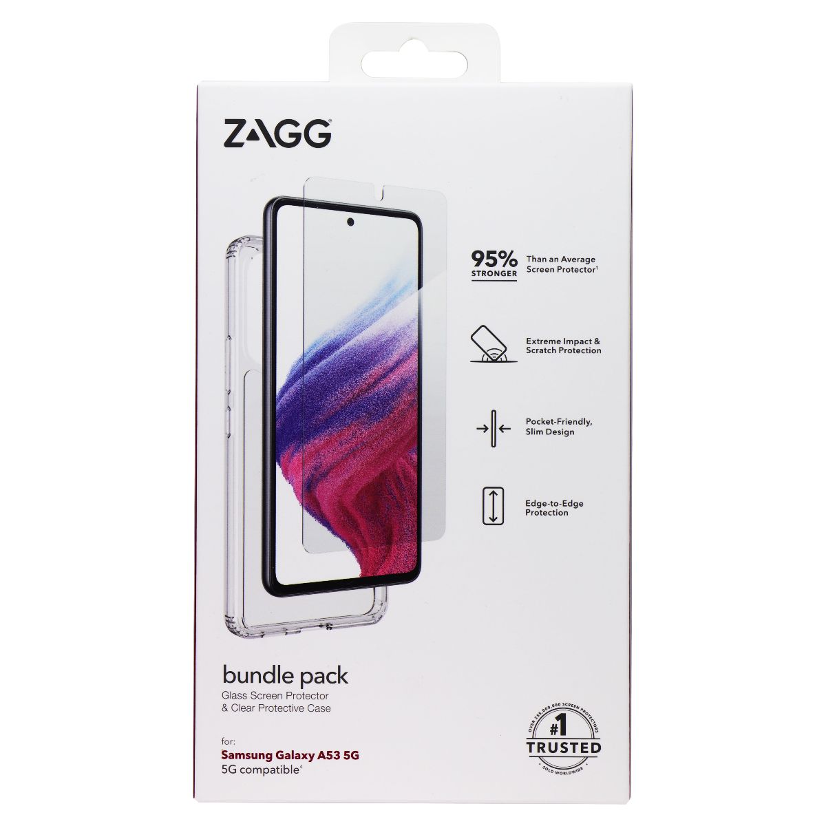 ZAGG Bundle Pack Glass & Protective Case for Samsung Galaxy A53 5G - Clear Cell Phone - Screen Protectors Zagg - Simple Cell Bulk Wholesale Pricing - USA Seller