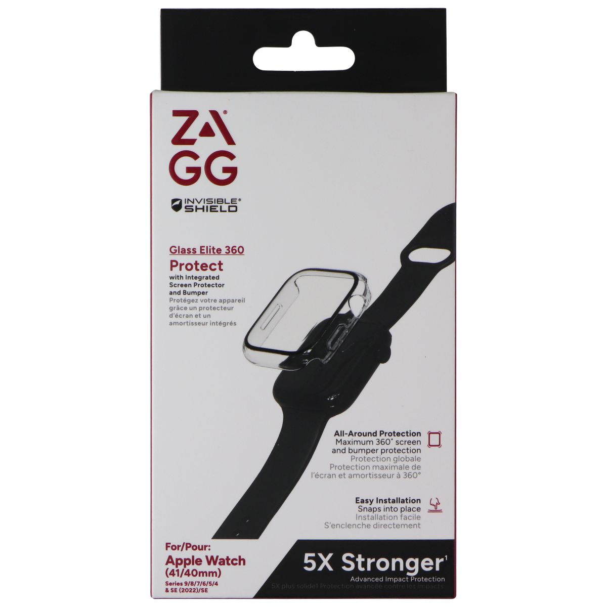 ZAGG Glass Elite 360 Protect Screen Protector and Bumper for Apple Watch 41/40mm Smart Watch Accessories - Screen Protectors Zagg - Simple Cell Bulk Wholesale Pricing - USA Seller