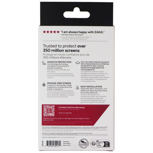 ZAGG Glass Elite 360 Protect Screen Protector and Bumper for Apple Watch 41/40mm Smart Watch Accessories - Screen Protectors Zagg - Simple Cell Bulk Wholesale Pricing - USA Seller