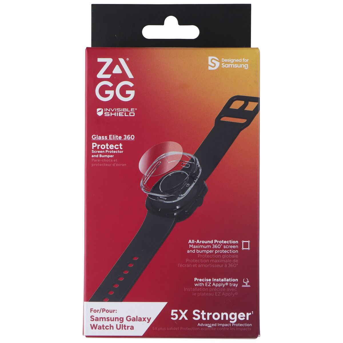 ZAGG Glass Elite 360 Screen Protector and Bumper for Galaxy Watch Ultra - Clear Smart Watch Accessories - Smart Watch Cases Zagg - Simple Cell Bulk Wholesale Pricing - USA Seller
