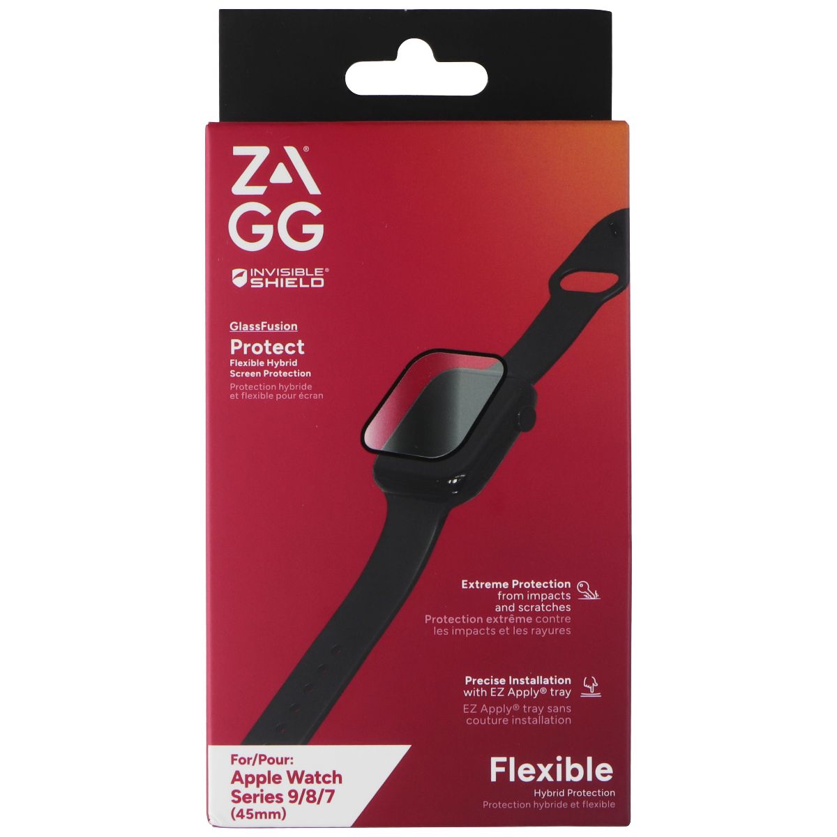 ZAGG Invisible Shield GlassFusion Screen Protector For Apple Watch 9/8/7 (45mm) Smart Watch Accessories - Screen Protectors Zagg - Simple Cell Bulk Wholesale Pricing - USA Seller