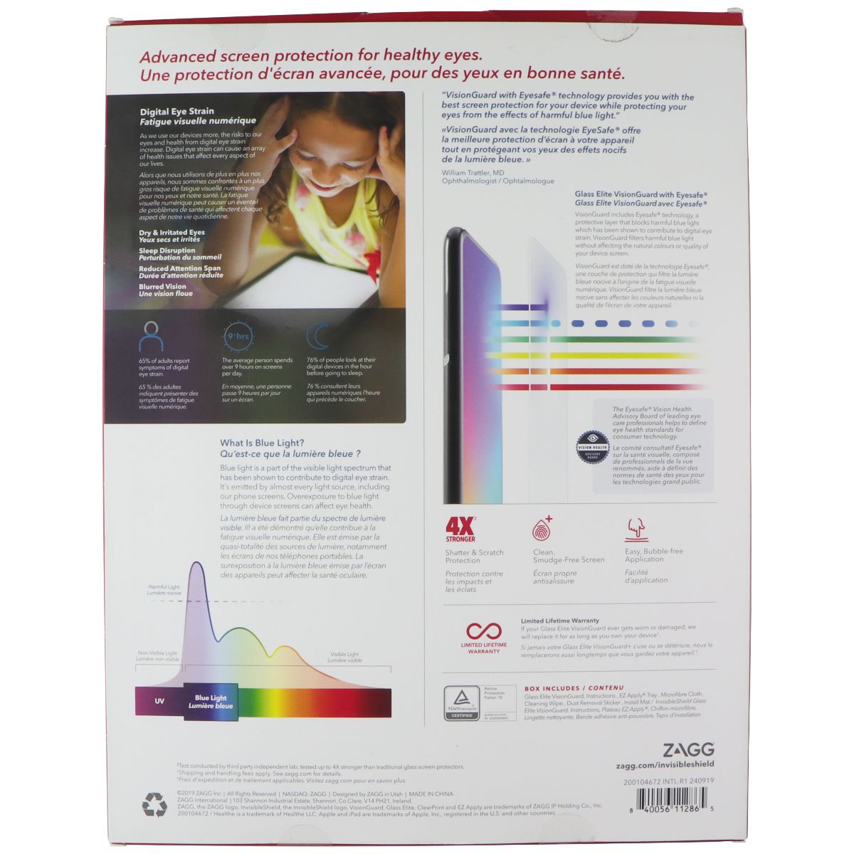 ZAGG (Glass Elite Visionguard) Screen Protector for iPad 10.2in 7th Gen iPad/Tablet Accessories - Screen Protectors Zagg - Simple Cell Bulk Wholesale Pricing - USA Seller