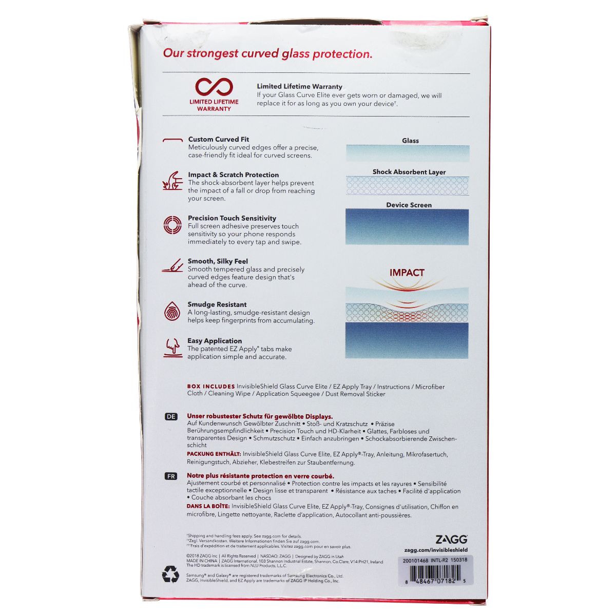 ZAGG Invisible Shield Glass Curve Elite Screen Protector for Galaxy S9+ (Plus) Cell Phone - Screen Protectors Zagg - Simple Cell Bulk Wholesale Pricing - USA Seller