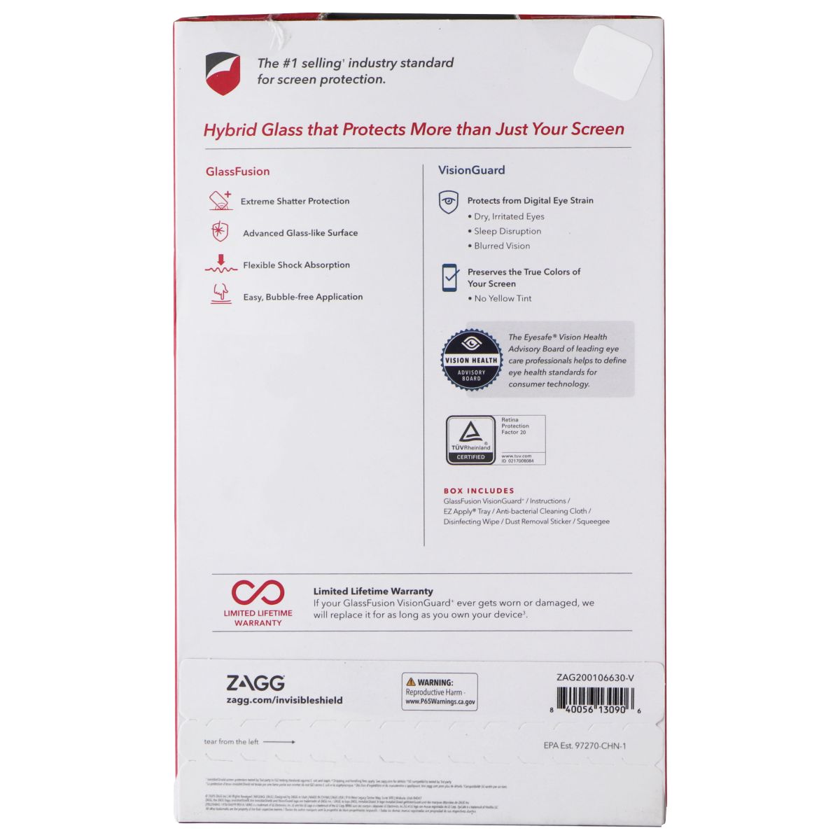 ZAGG (Glassfusion Visionguard+) Screen Protector for Galaxy Note20 Ultra 5G Cell Phone - Screen Protectors Zagg - Simple Cell Bulk Wholesale Pricing - USA Seller