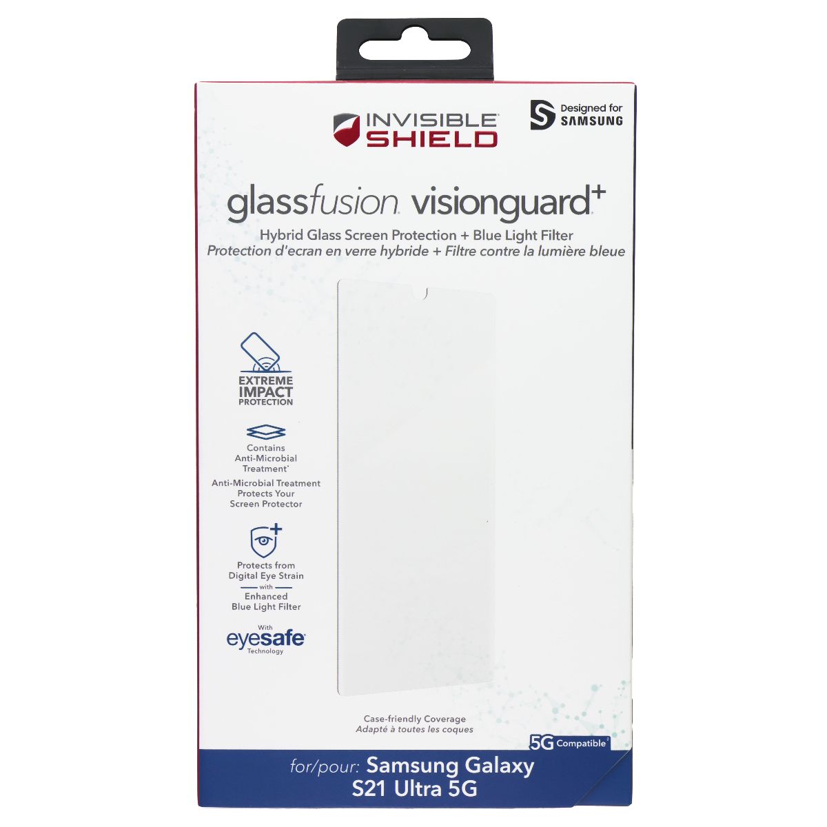 ZAGG Invisible Shield GlassFusion VisionGuard+ Glass for Galaxy S21 Ultra 5G Cell Phone - Screen Protectors Zagg - Simple Cell Bulk Wholesale Pricing - USA Seller