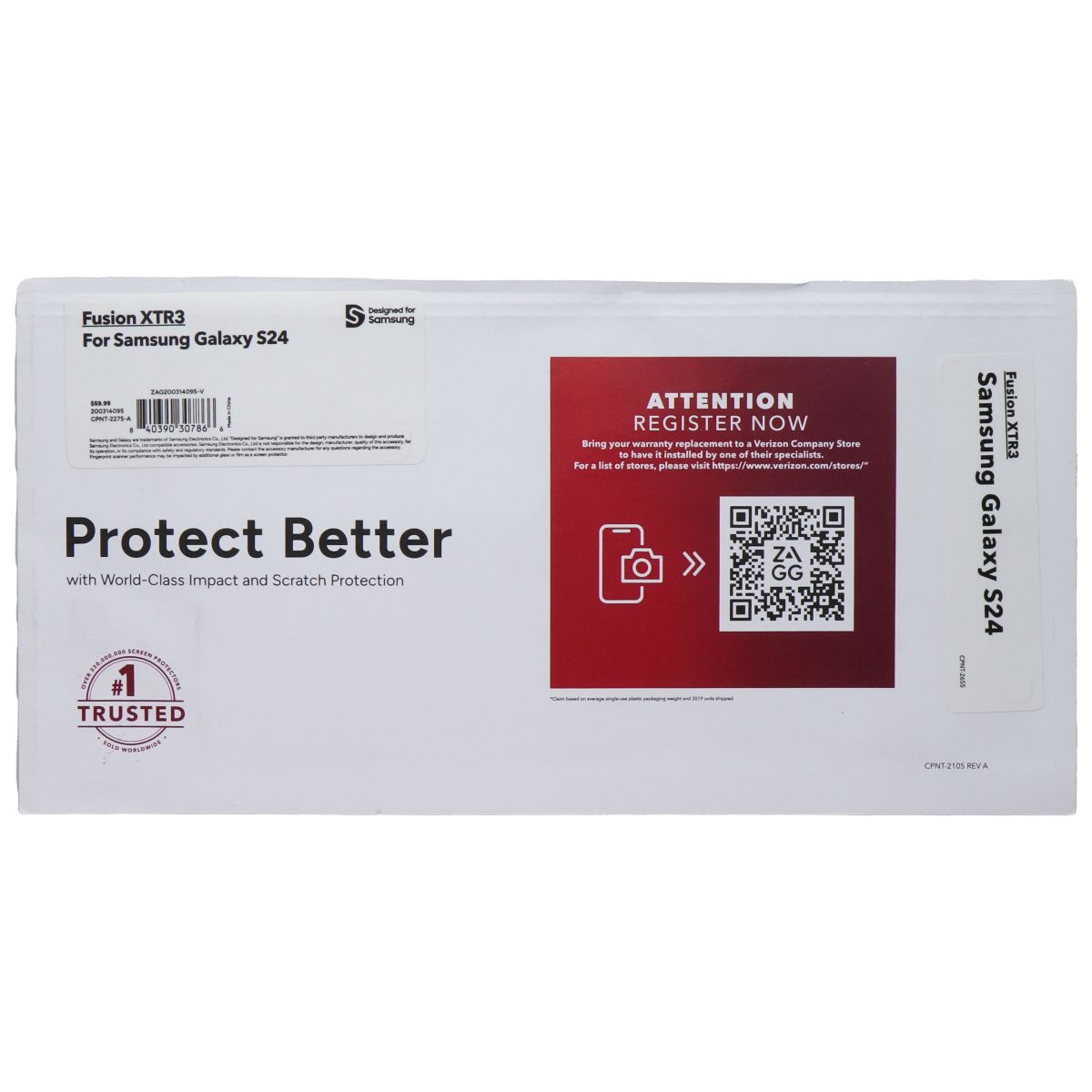 ZAGG Fusion XTR3 Screen Protector for Samsung Galaxy S24 Cell Phone - Screen Protectors Zagg - Simple Cell Bulk Wholesale Pricing - USA Seller