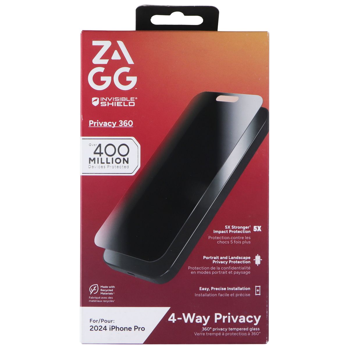 ZAGG Invisible Shield Privacy 360 Screen Protector for Apple iPhone 16 Pro Cell Phone - Screen Protectors Zagg - Simple Cell Bulk Wholesale Pricing - USA Seller