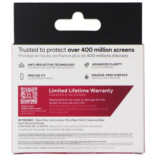 ZAGG Glass Elite Lens Protector for Apple iPhone 16 / 16 Plus Cell Phone - Screen Protectors Zagg - Simple Cell Bulk Wholesale Pricing - USA Seller