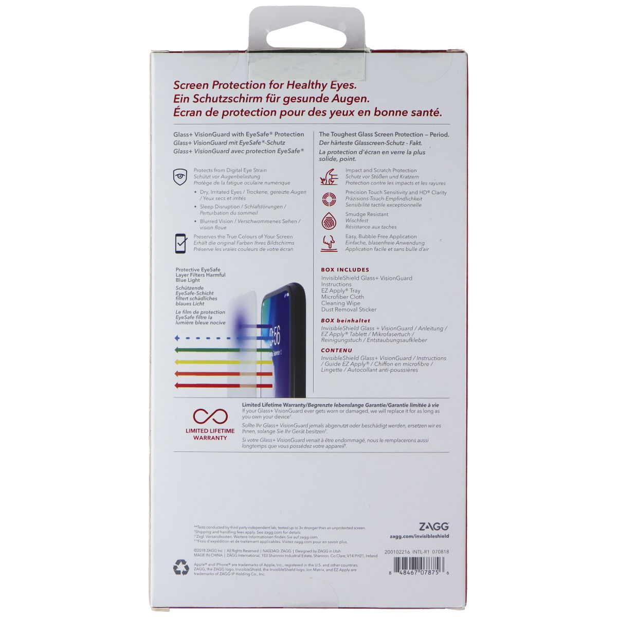 ZAGG Invisible Shield Glass + VisionGuard for Apple iPhone XS Max Cell Phone - Screen Protectors Zagg - Simple Cell Bulk Wholesale Pricing - USA Seller