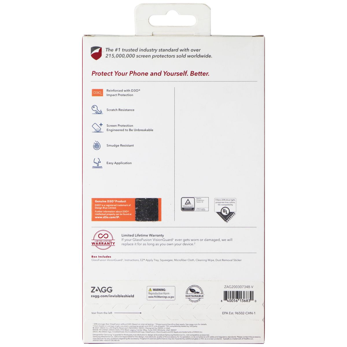 ZAGG InvisibleShield (GlassFusion VisionGuard+) for Samsung S21 Ultra 5G Cell Phone - Screen Protectors Zagg - Simple Cell Bulk Wholesale Pricing - USA Seller