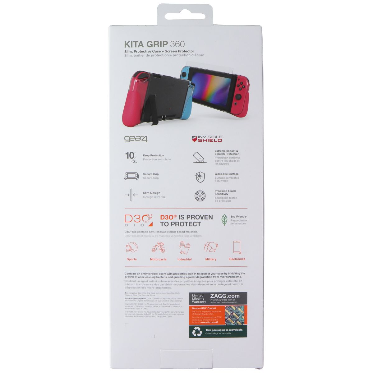 ZAGG Gear4 Kita Grip 360 Slim Case & Screen Protector for Nintendo Switch Gaming/Console - Cases, Covers & Bags Zagg - Simple Cell Bulk Wholesale Pricing - USA Seller