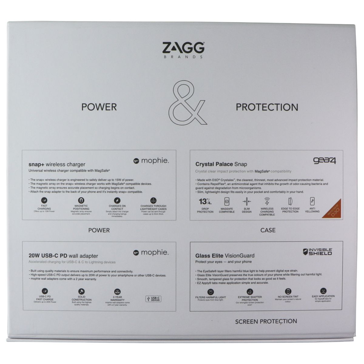 ZAGG Smart Bundle for iPhone 13 mini w/ Case, Glass, & Chargers (AUS Plug) Cell Phone - Cases, Covers & Skins Zagg - Simple Cell Bulk Wholesale Pricing - USA Seller