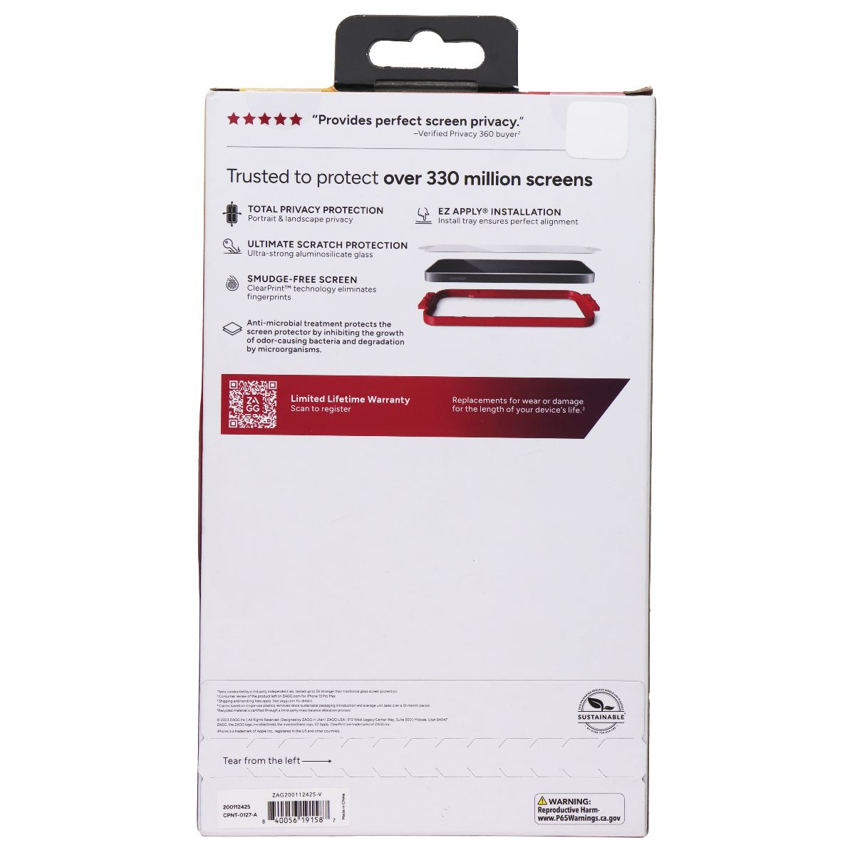 ZAGG Invisible Shield Privacy 360 Protect Screen Protector for iPhone 15 Pro Max Cell Phone - Screen Protectors Zagg - Simple Cell Bulk Wholesale Pricing - USA Seller