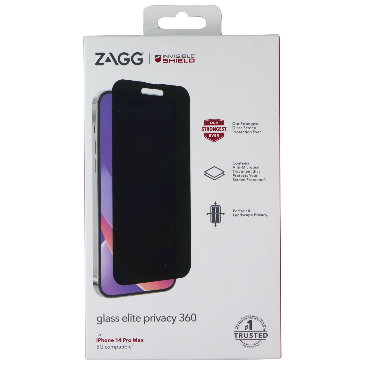 ZAGG Invisible Shield Glass Elite Privacy 360 for Apple iPhone 14 Pro Max Cell Phone - Screen Protectors Zagg - Simple Cell Bulk Wholesale Pricing - USA Seller