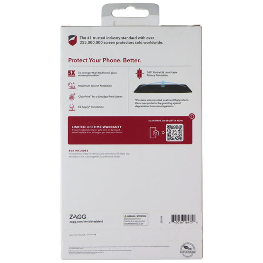 ZAGG Invisible Shield Glass Elite Privacy 360 for Apple iPhone 14 Pro Max Cell Phone - Screen Protectors Zagg - Simple Cell Bulk Wholesale Pricing - USA Seller