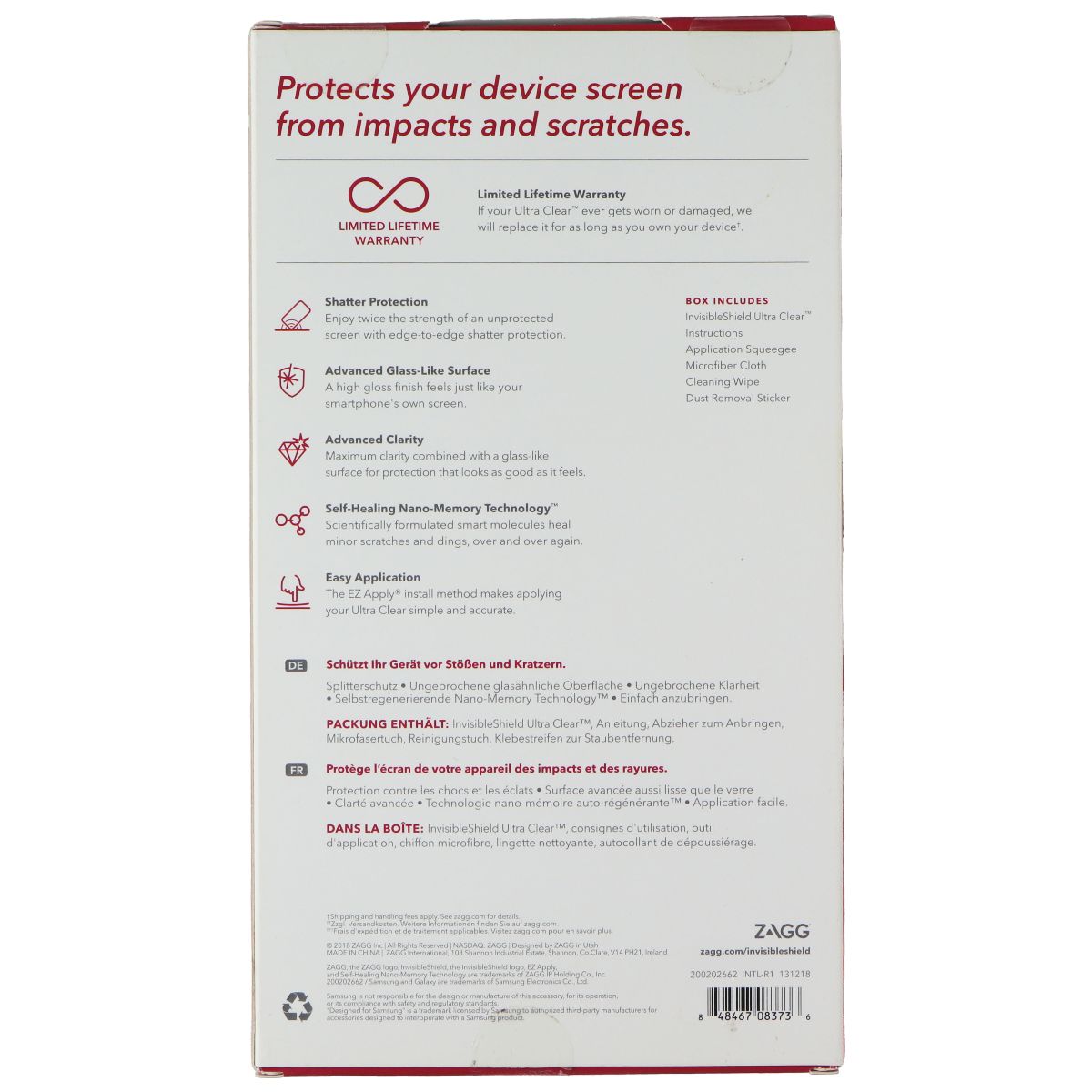 Zagg Invisible Shield Ultra Clear Screen Protector for Samsung Galaxy S10e Cell Phone - Screen Protectors Zagg - Simple Cell Bulk Wholesale Pricing - USA Seller