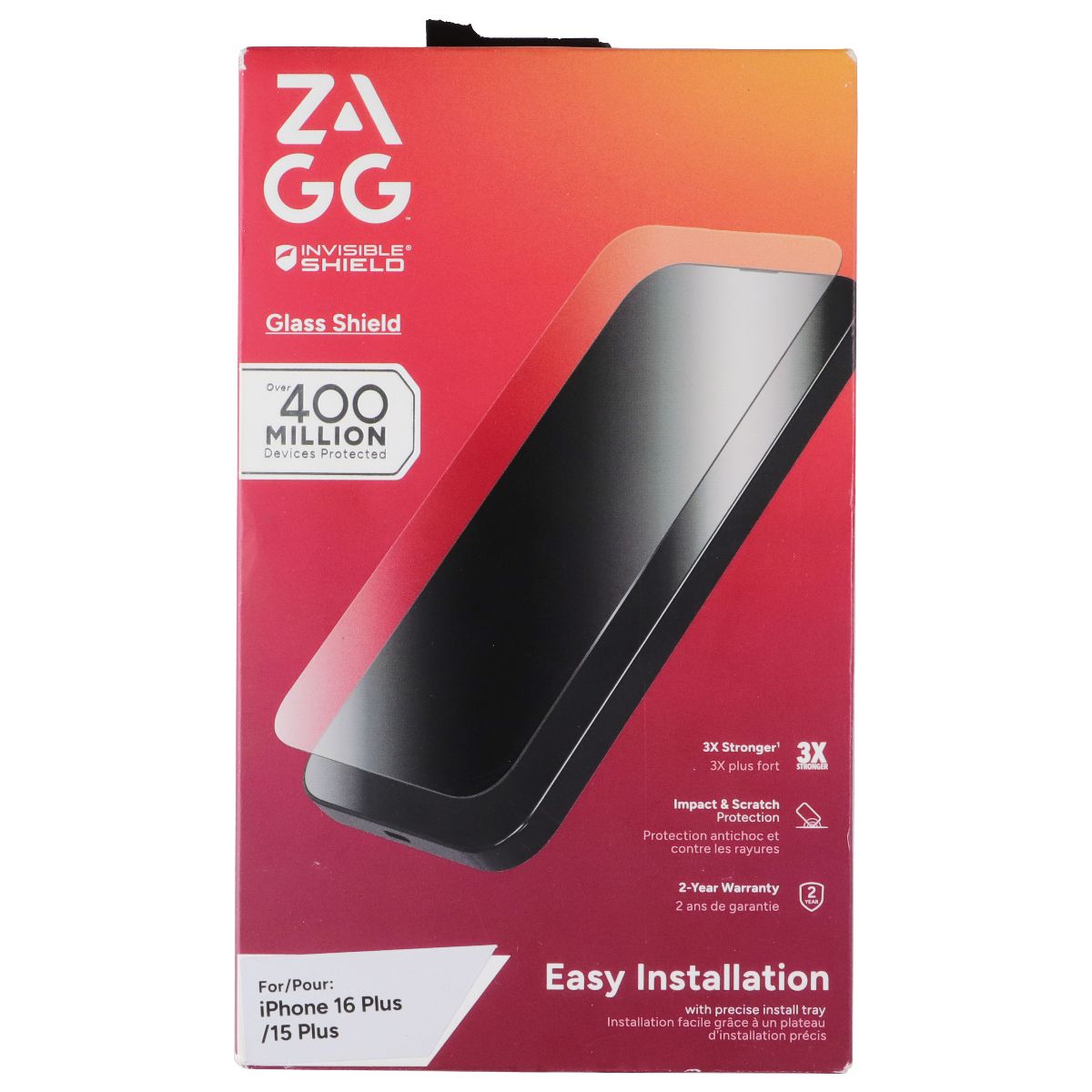 ZAGG Invisible Shield Glass Shield Screen Protector for iPhone 16 Plus/15 Plus Cell Phone - Screen Protectors Zagg - Simple Cell Bulk Wholesale Pricing - USA Seller