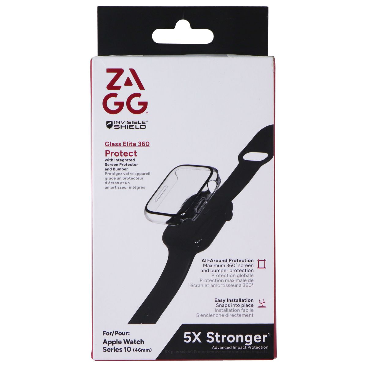 ZAGG Glass Elite 360 Protect Screen Protector and Bumper for Apple Watch 10 46mm Smart Watch Accessories - Screen Protectors Zagg - Simple Cell Bulk Wholesale Pricing - USA Seller