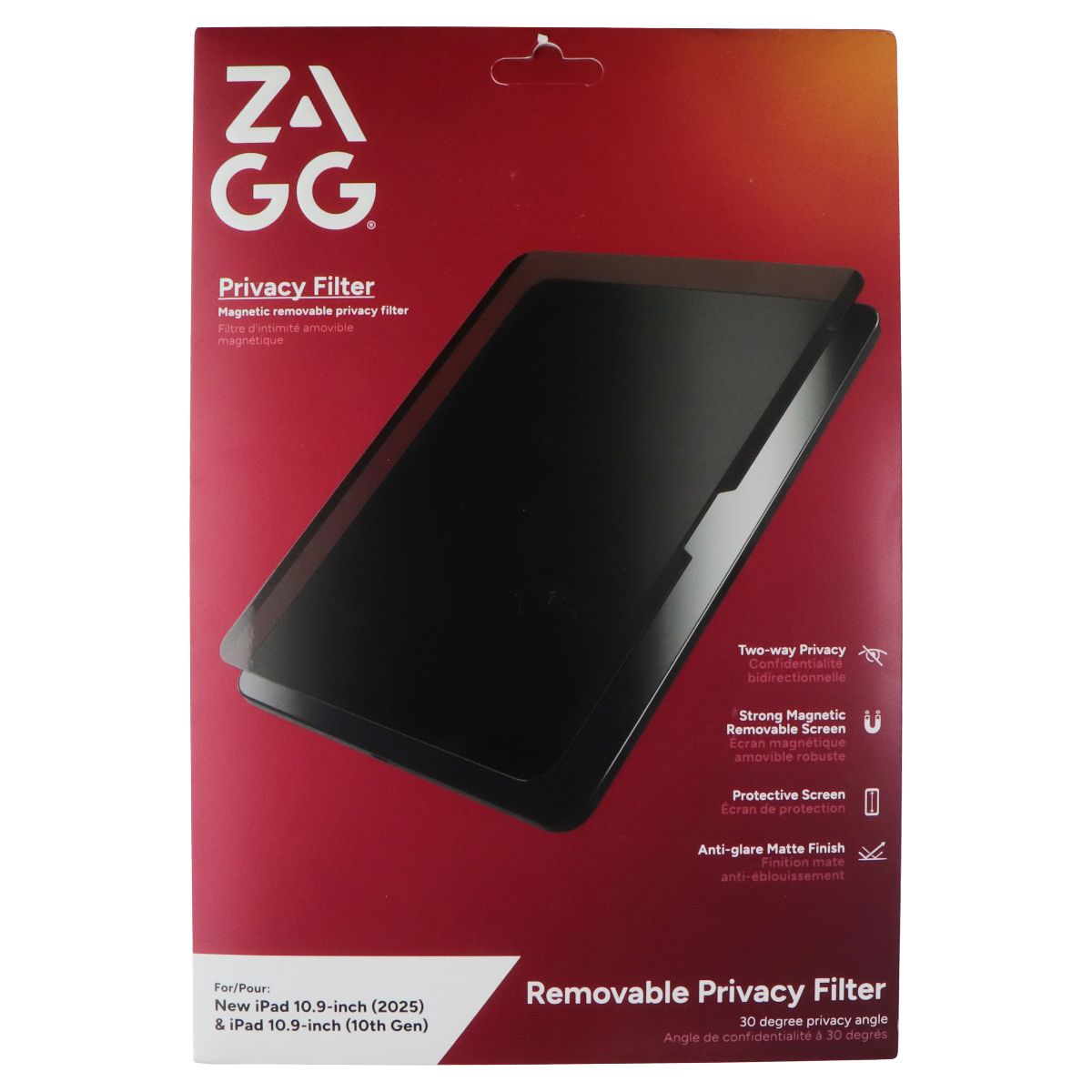 ZAGG Magnetic Removable Privacy Filter for iPad 10.9-in 2025 & 10.9-in 10th Gen iPad/Tablet Accessories - Screen Protectors Zagg - Simple Cell Bulk Wholesale Pricing - USA Seller