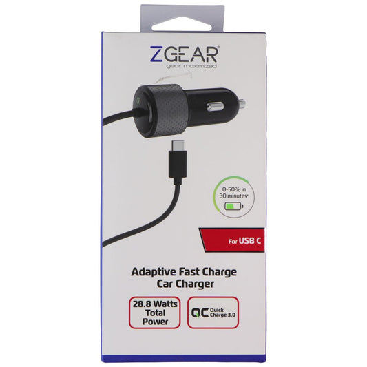 ZGear 28.8W USB-C Adaptive Fast Charge Car Charger - Black Cell Phone - Chargers & Cradles ZGEAR - Simple Cell Bulk Wholesale Pricing - USA Seller