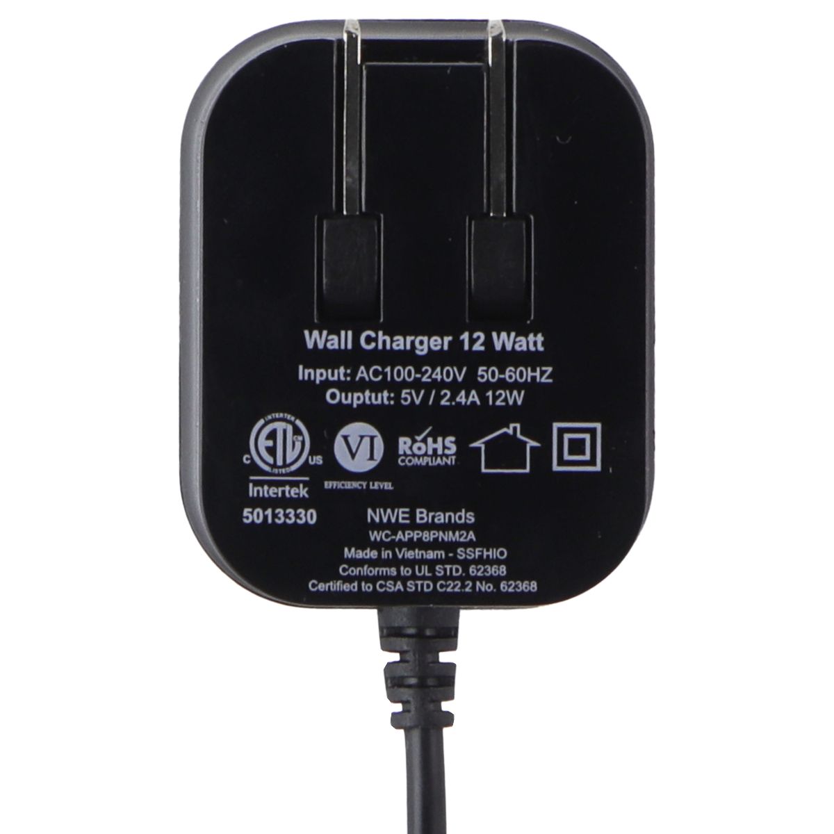 ZGEAR (12W) 8-Pin Lightning Wall Charger - Black (WC-APP8PNM2A) Cell Phone - Chargers & Cradles ZGEAR - Simple Cell Bulk Wholesale Pricing - USA Seller