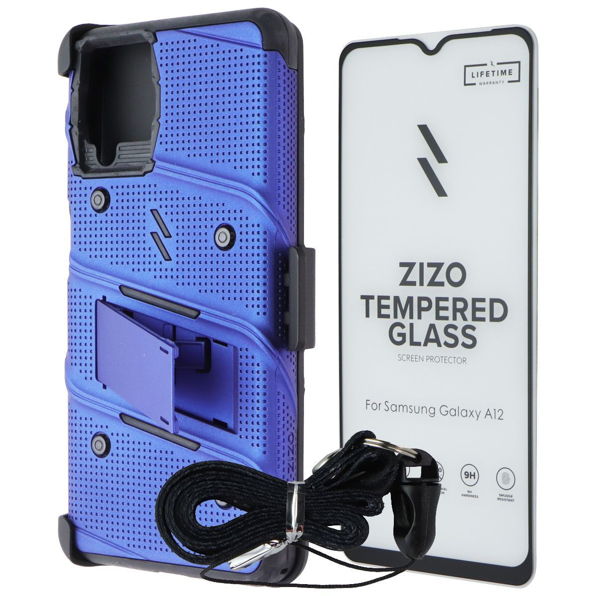 ZIZO Bolt Series Case / Holster / Glass for Samsung Galaxy A12 - Blue Cell Phone - Cases, Covers & Skins Zizo - Simple Cell Bulk Wholesale Pricing - USA Seller