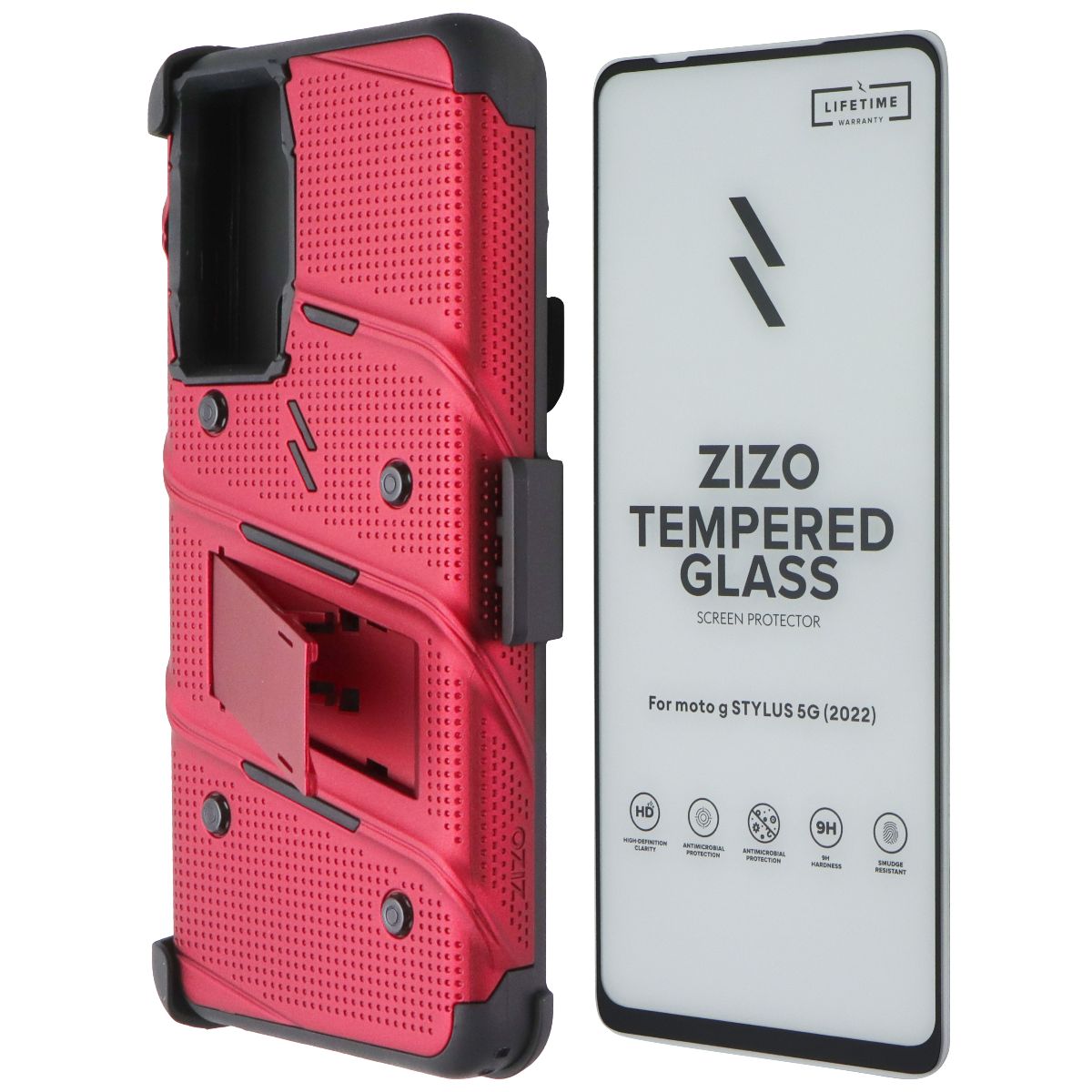 Zizo Bolt Series Case and Holster for Motorola Moto G Stylus 5G (2022) - Red Cell Phone - Cases, Covers & Skins Zizo - Simple Cell Bulk Wholesale Pricing - USA Seller