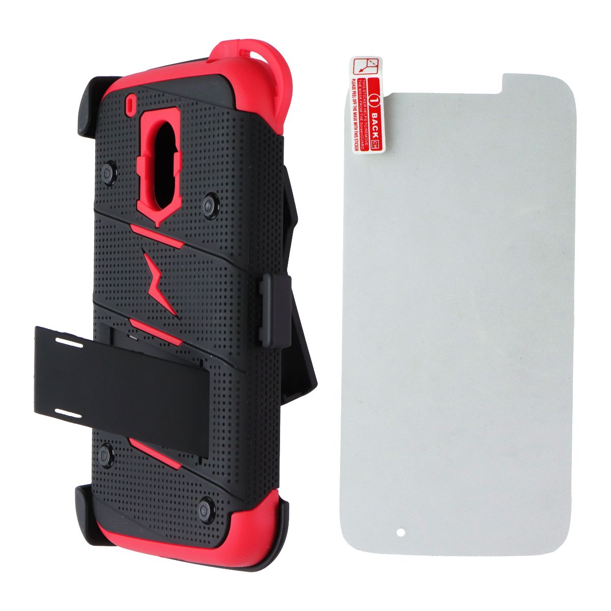 ZIZO Bolt Series Case / Holster / Glass for Motorola Moto G4 Play - Black/Red Cell Phone - Cases, Covers & Skins Zizo - Simple Cell Bulk Wholesale Pricing - USA Seller