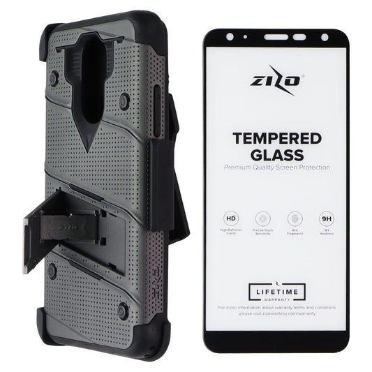 Zizo Bolt Series Case / Glass / Holster for LG Harmony 3 / K40 / Solo - Gray Cell Phone - Cases, Covers & Skins Zizo - Simple Cell Bulk Wholesale Pricing - USA Seller