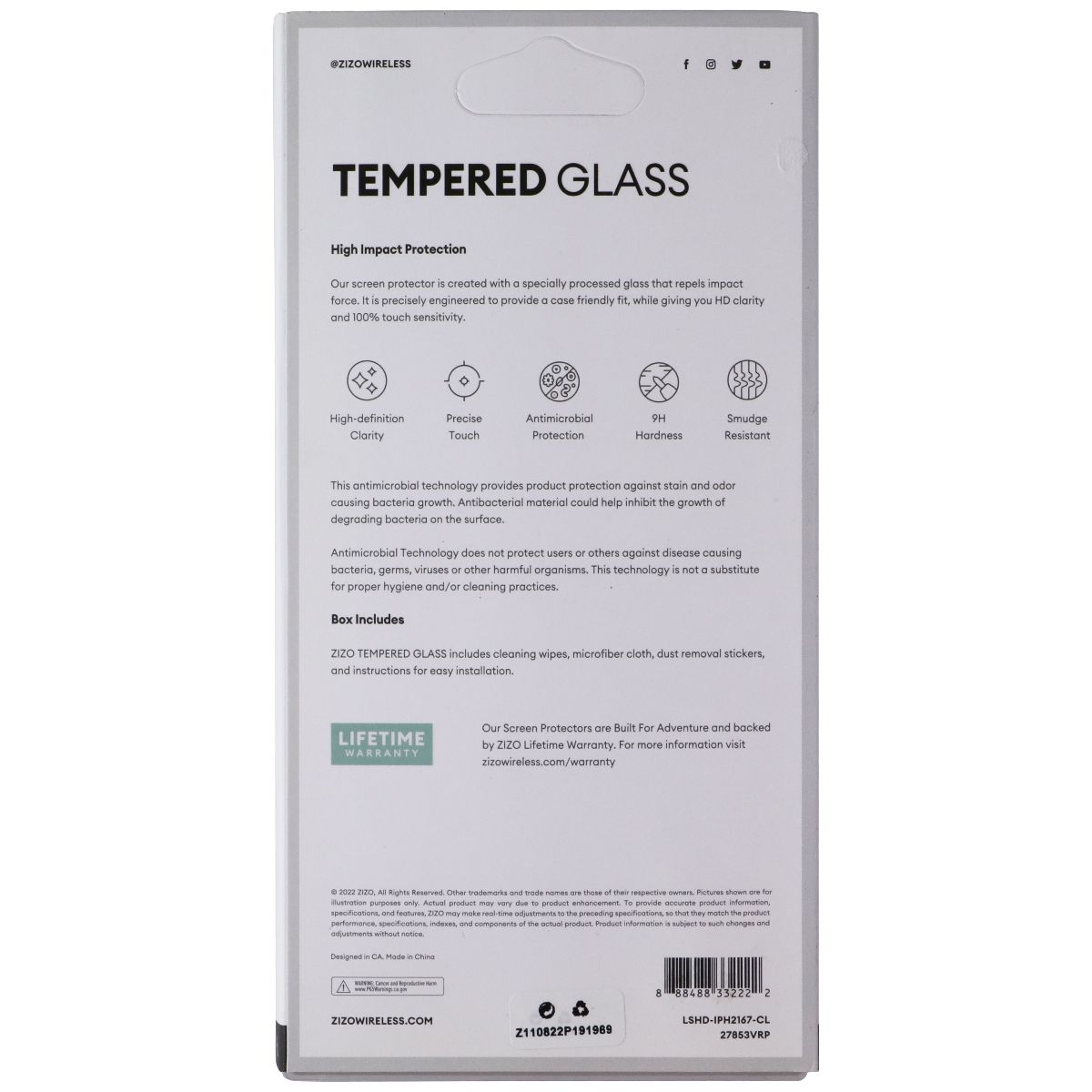 ZIZO Tempered Glass Screen Protector for Apple iPhone 13 Pro Max