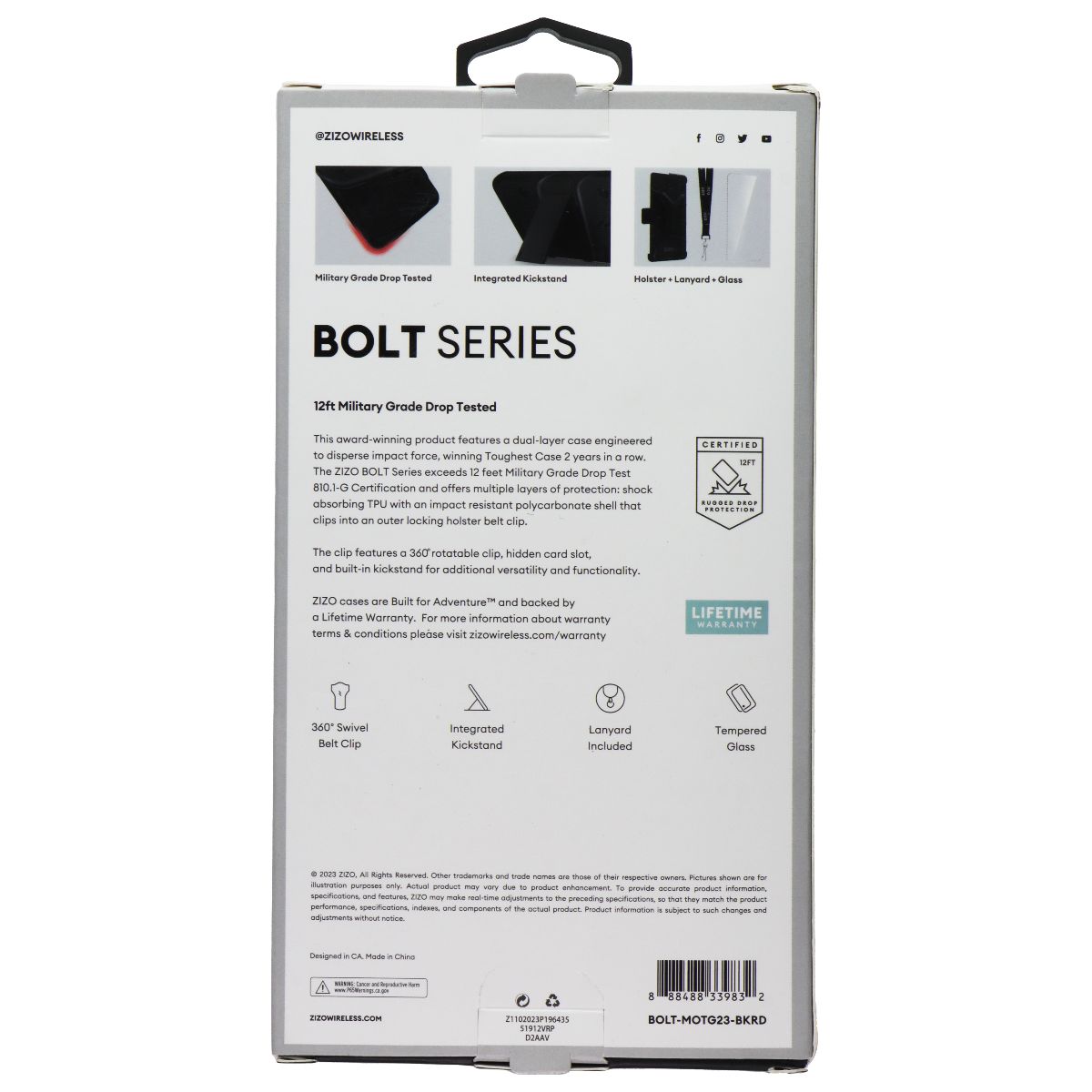 Zizo BOLT Series Case and Holster for Motorola Moto G 5G (2023) - Black/Red Cell Phone - Cases, Covers & Skins Zizo - Simple Cell Bulk Wholesale Pricing - USA Seller