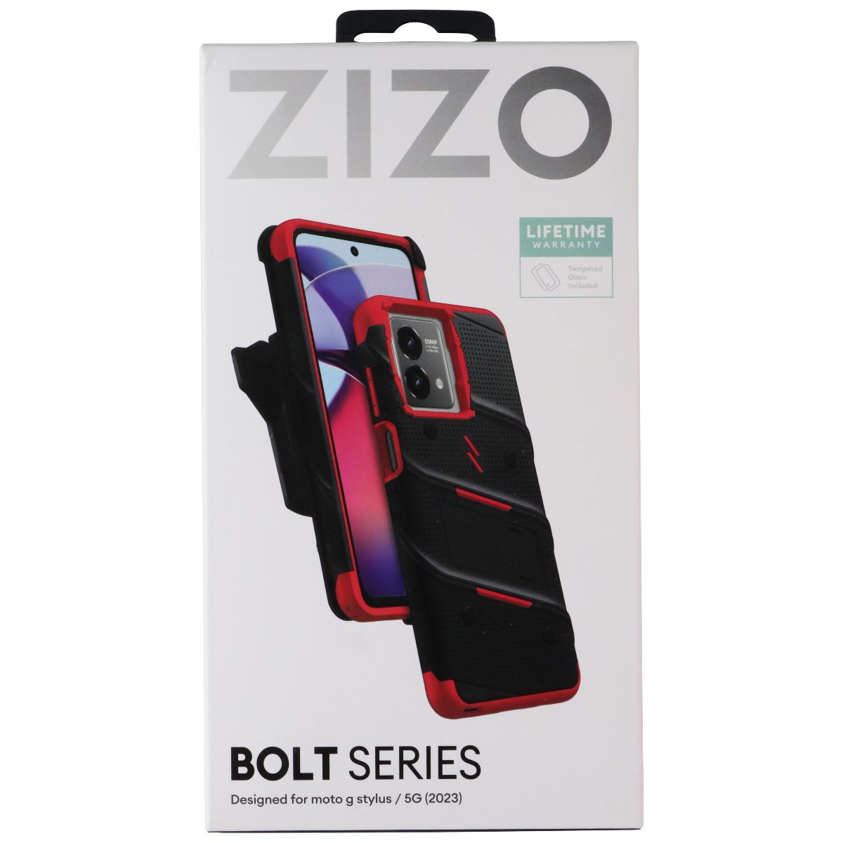ZIZO Bolt Series (Case/Screen/Holster) for Moto G Stylus 5G (2023) - Black/Red