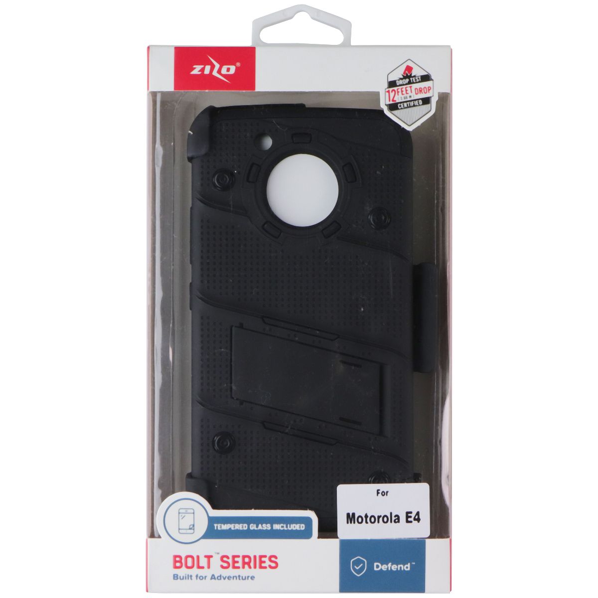 Zizo Bolt Case / Holster / Glass for Motorola Moto E4 (2017) - Black Cell Phone - Cases, Covers & Skins Zizo - Simple Cell Bulk Wholesale Pricing - USA Seller