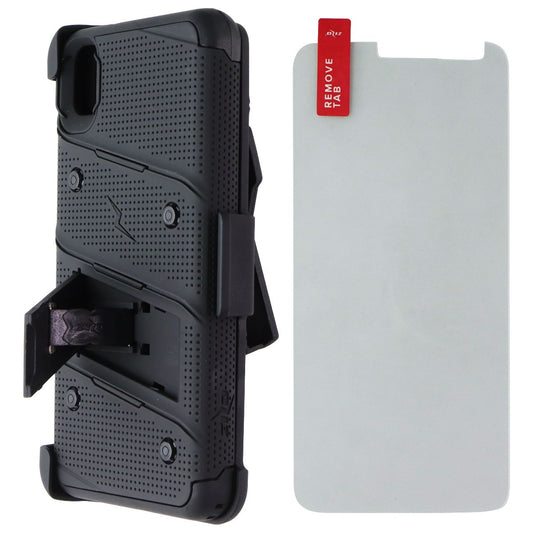 Zizo Bolt Series (Case/Holster/Tempered Glass) for Motorola Moto E6 - All Black Cell Phone - Cases, Covers & Skins Zizo - Simple Cell Bulk Wholesale Pricing - USA Seller