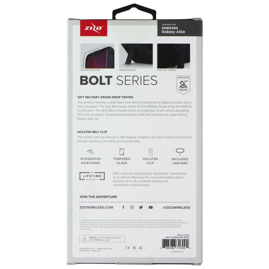 ZIZO Bolt Series Case / Holster / Glass for Samsung Galaxy A10e - Black / Red
