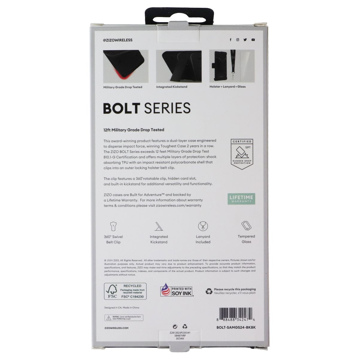 ZIZO BOLT Series Case and Holster for Samsung Galaxy S24 - Black Cell Phone - Cases, Covers & Skins Zizo - Simple Cell Bulk Wholesale Pricing - USA Seller