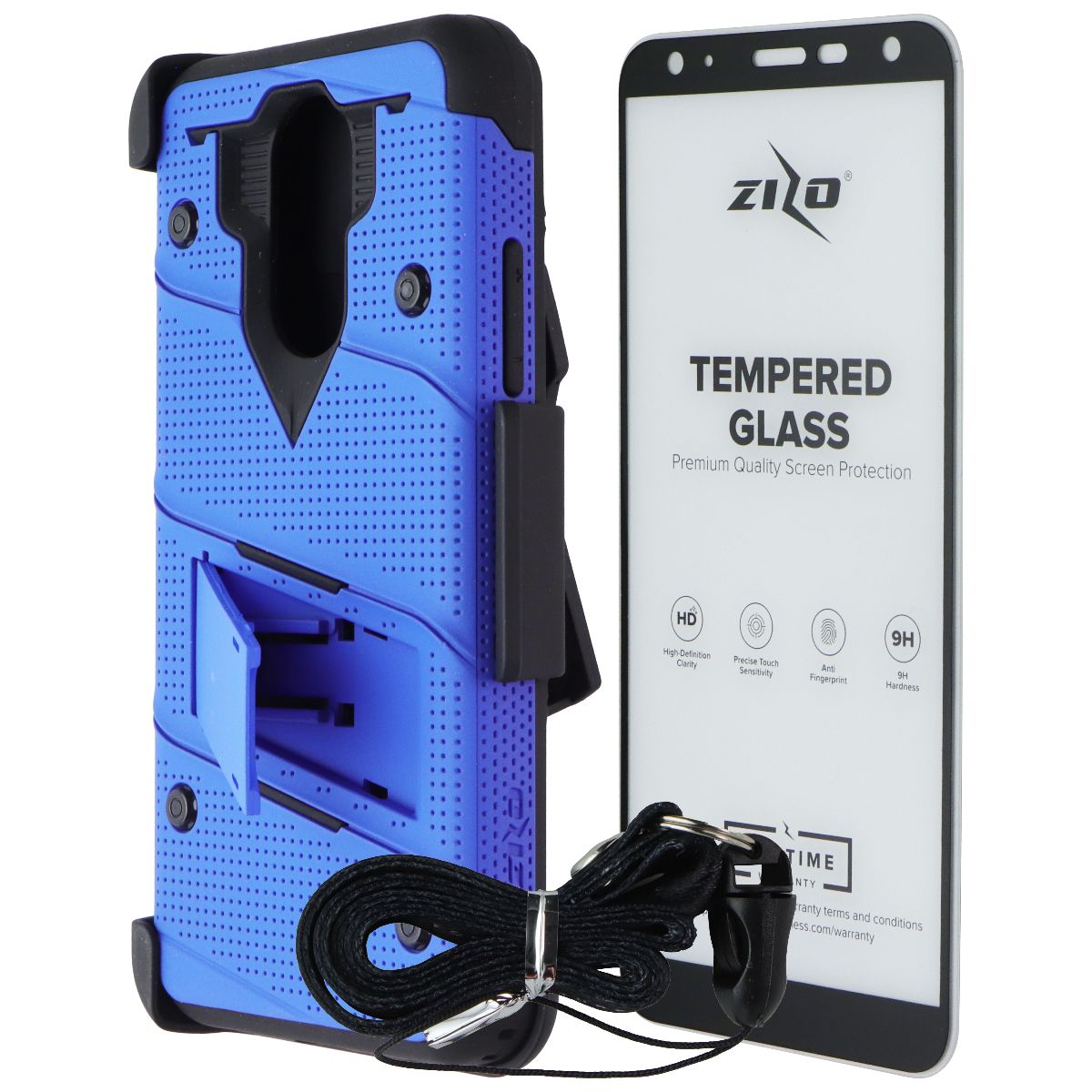 Zizo Bolt Series Case / Glass / Holster for LG Harmony 3 / K40 / Solo - Blue Cell Phone - Cases, Covers & Skins Zizo - Simple Cell Bulk Wholesale Pricing - USA Seller