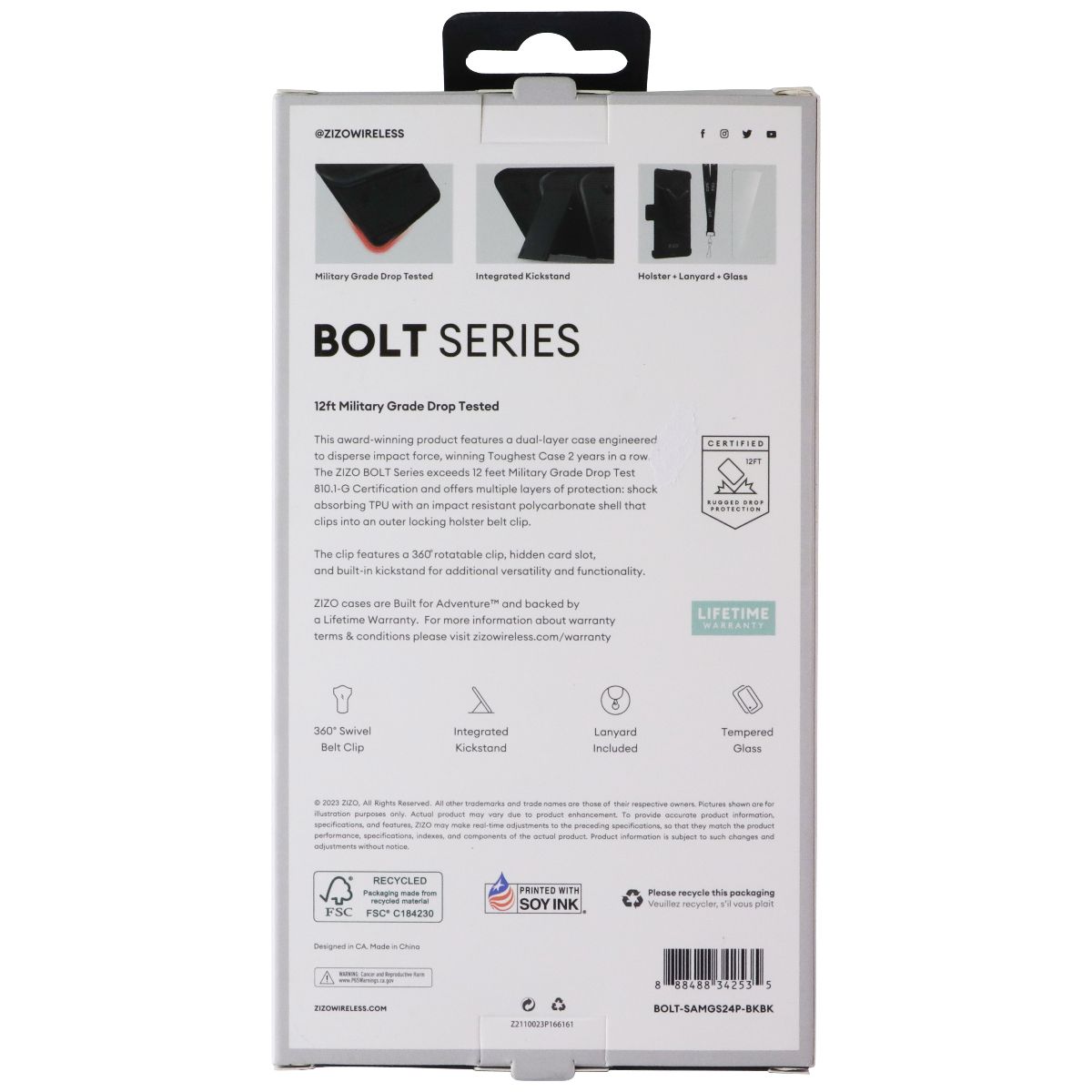 ZIZO BOLT Series Case/Holster/Glass for Samsung Galaxy S24+ (Plus) - Black Cell Phone - Cases, Covers & Skins Zizo - Simple Cell Bulk Wholesale Pricing - USA Seller