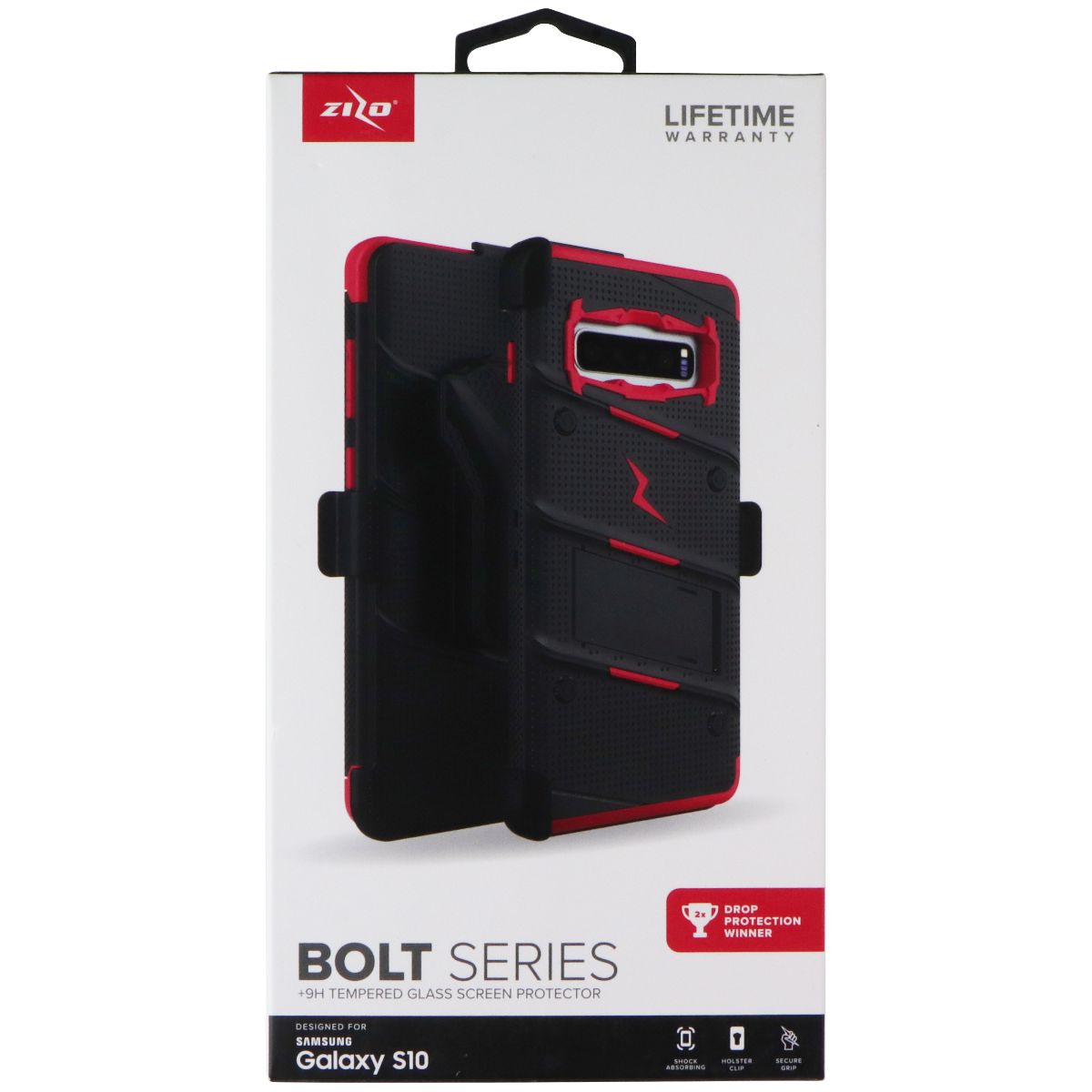 ZIZO Bolt Series Rugged Case and Holster for Samsung Galaxy S10 - Black/Red Cell Phone - Cases, Covers & Skins Zizo - Simple Cell Bulk Wholesale Pricing - USA Seller