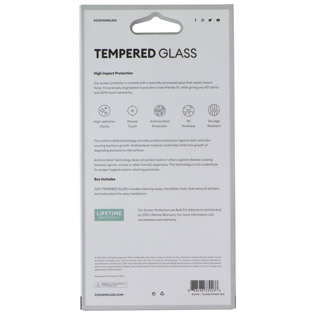 Zizo Tempered Glass for Apple iPhone 12 Pro Max - Black Cell Phone - Screen Protectors Zizo - Simple Cell Bulk Wholesale Pricing - USA Seller
