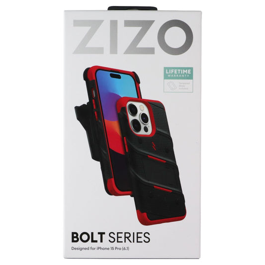 ZIZO Bolt Series (Case / Screen / Holster) for Apple iPhone 15 Pro - Black/Red Cell Phone - Cases, Covers & Skins Zizo - Simple Cell Bulk Wholesale Pricing - USA Seller