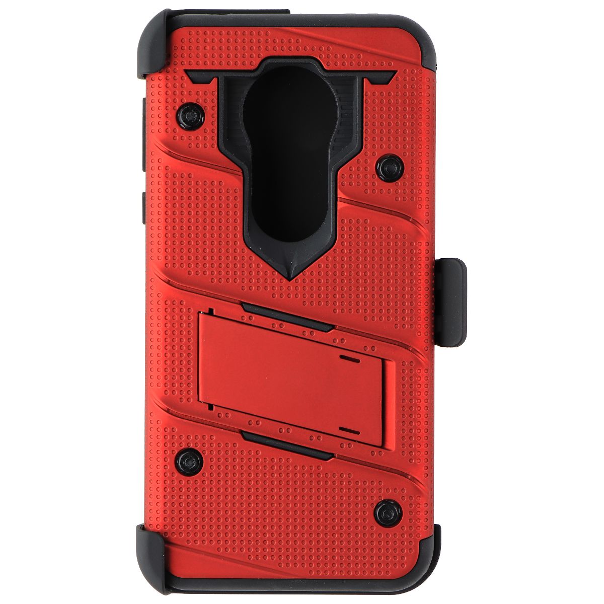 Zizo Bolt Series Case with Glass for Motorola Moto G7 Supra/Power - Red/Black