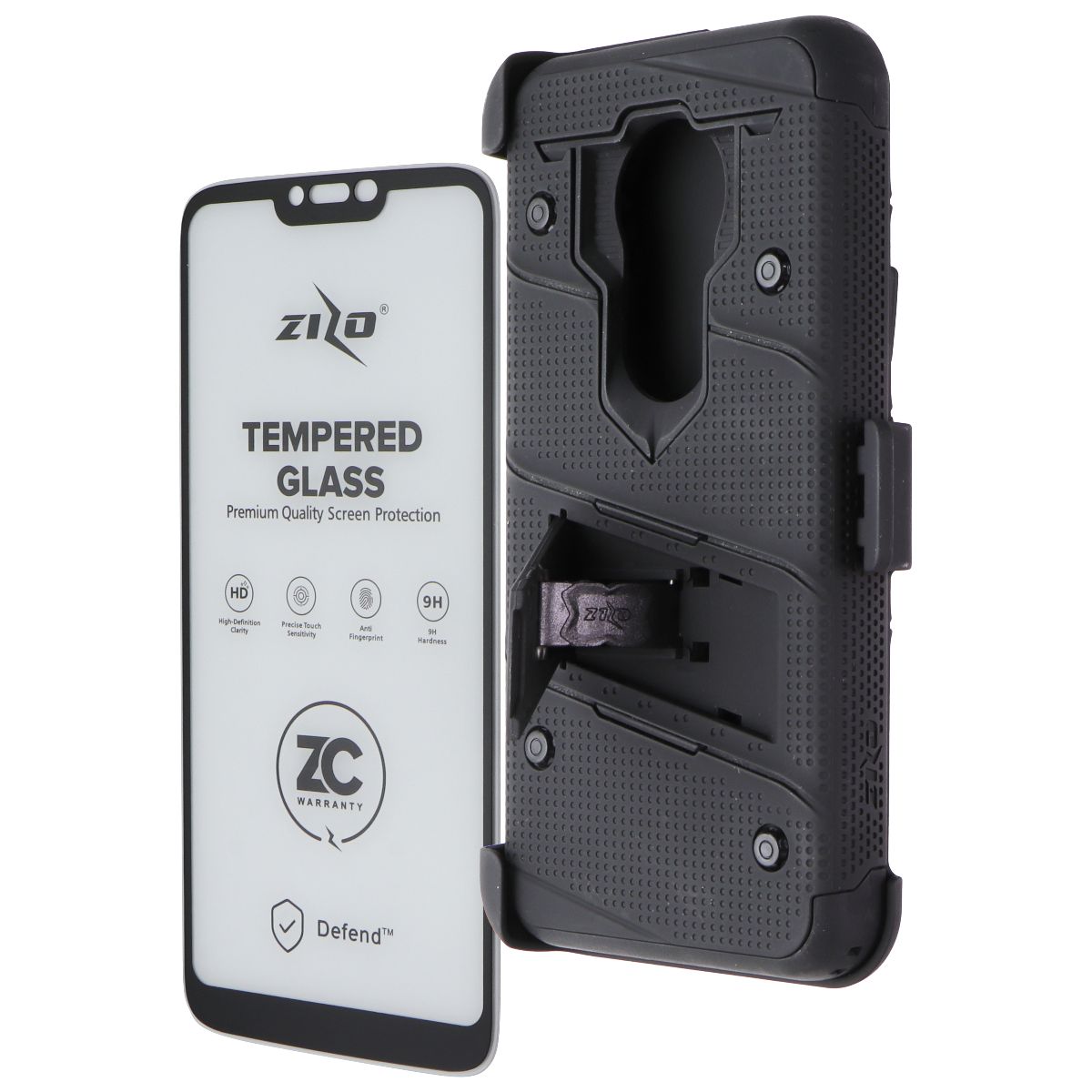 Zizo Bolt Series Case & Holster with Tempered Glass for Moto G7 Power - Black Cell Phone - Cases, Covers & Skins Zizo - Simple Cell Bulk Wholesale Pricing - USA Seller