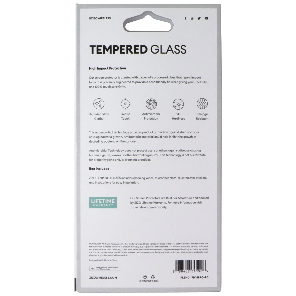 ZIZO Tempered Glass Screen Protector for Apple iPhone 15 Pro - Privacy Cell Phone - Screen Protectors Zizo - Simple Cell Bulk Wholesale Pricing - USA Seller