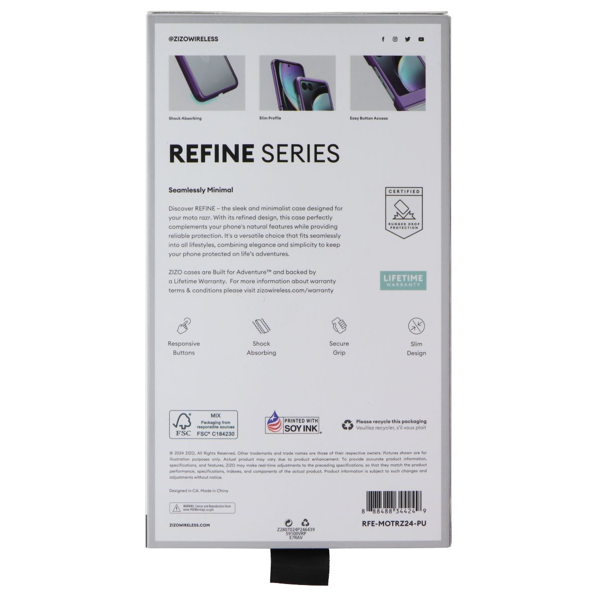 ZIZO Refine Series Case for Motorola Moto Razr (2024) - Purple Cell Phone - Cases, Covers & Skins Zizo - Simple Cell Bulk Wholesale Pricing - USA Seller