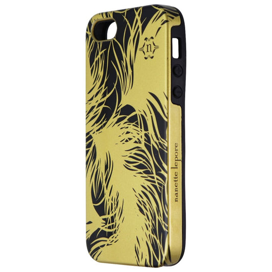 Nanette Lepore Dual Layer Case for iPhone 5/5S/SE - Black and Gold - Feathers Cell Phone - Cases, Covers & Skins Nanette Lepore    - Simple Cell Bulk Wholesale Pricing - USA Seller