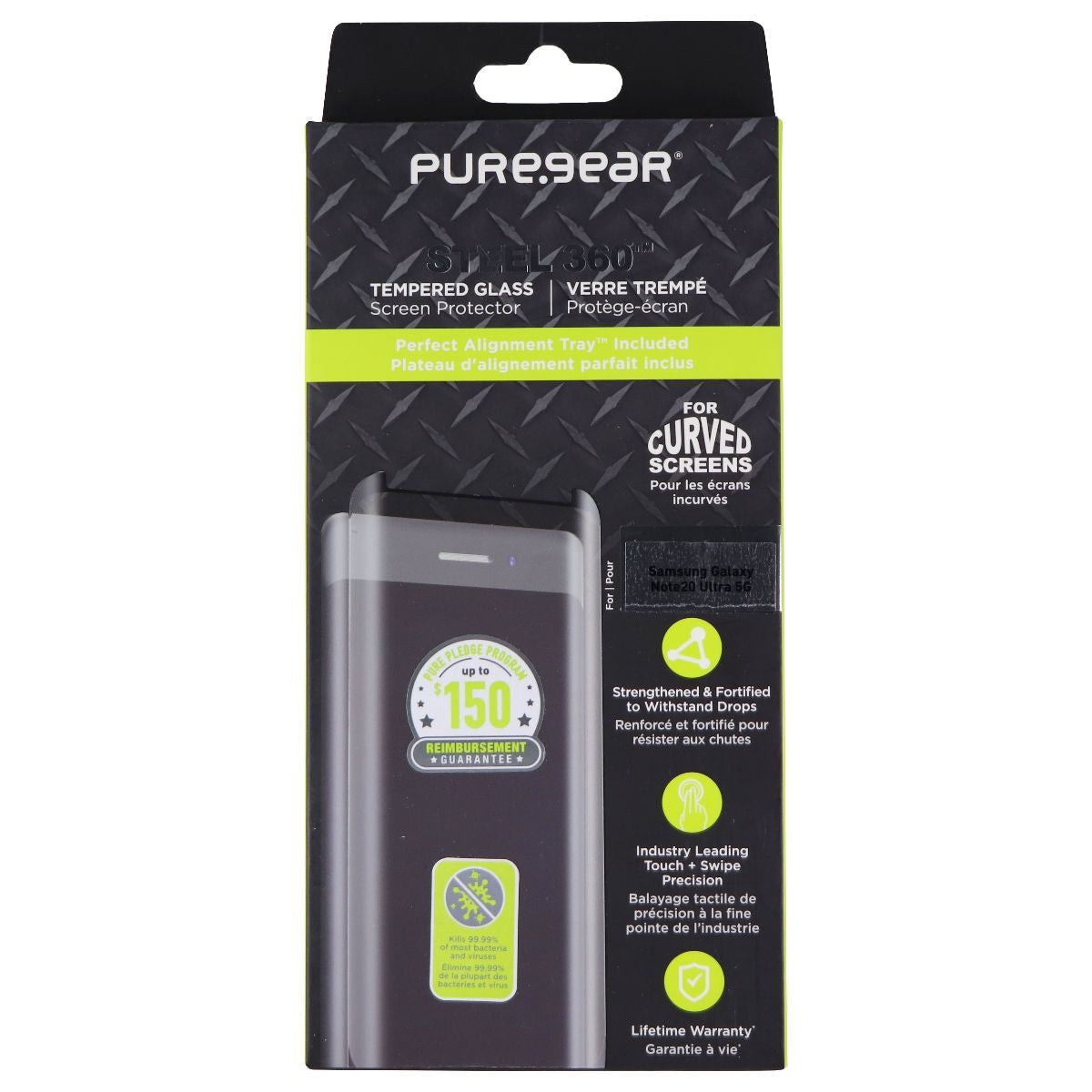 PureGear Steel 360 Tempered Glass for Samsung Galaxy Note20 Ultra 5G - Clear Cell Phone - Screen Protectors PureGear    - Simple Cell Bulk Wholesale Pricing - USA Seller